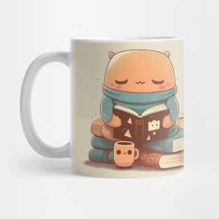 Magical Reading Companion - Adorable Kawaii Character Design for Book Lovers Mug